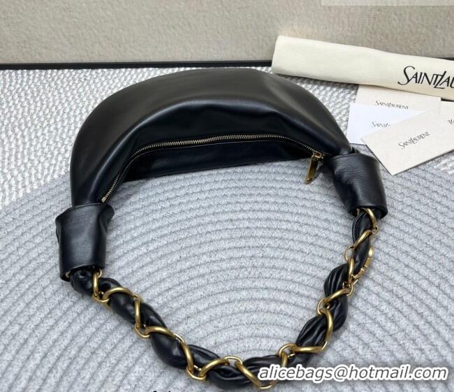 Promotional Saint Laurent Amalia Mini Hobo Bag in Shiny Leather 862558 Black 2026