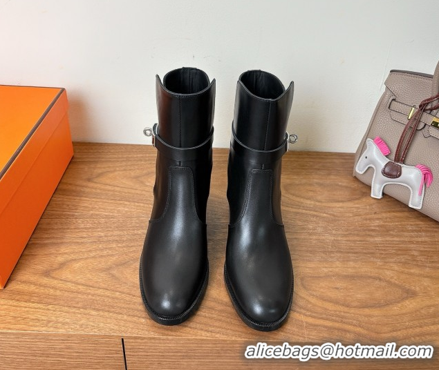 Durable Hermes Neo Heel Ankle Boots in Calfskin Leather Black 1222007 2026