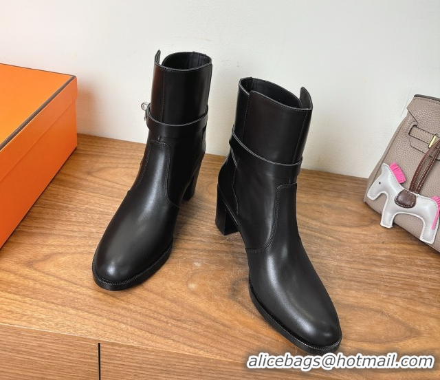 Durable Hermes Neo Heel Ankle Boots in Calfskin Leather Black 1222007 2026