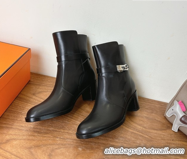 Durable Hermes Neo Heel Ankle Boots in Calfskin Leather Black 1222007 2026