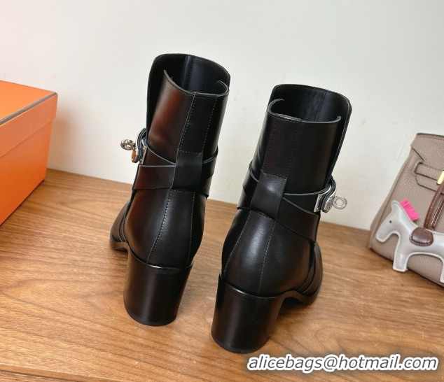 Durable Hermes Neo Heel Ankle Boots in Calfskin Leather Black 1222007 2026