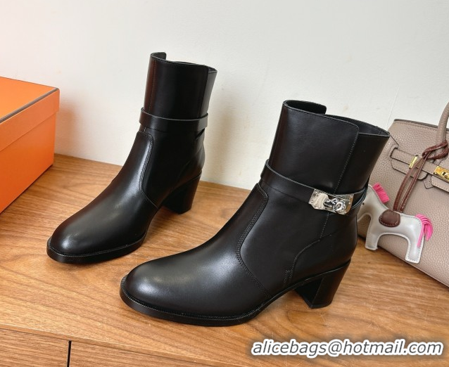 Durable Hermes Neo Heel Ankle Boots in Calfskin Leather Black 1222007 2026