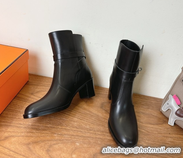Durable Hermes Neo Heel Ankle Boots in Calfskin Leather Black 1222007 2026