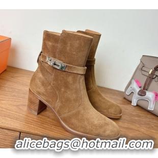 Luxury Discount Hermes Neo Heel Ankle Boots in Suede Taupe Brown 1222008 2026