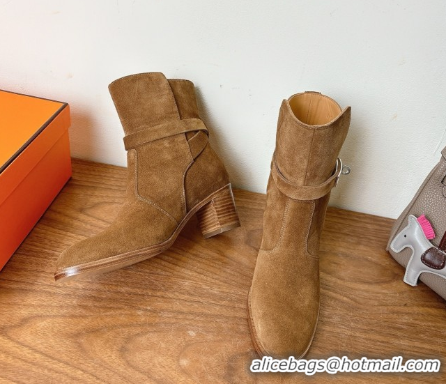 Luxury Discount Hermes Neo Heel Ankle Boots in Suede Taupe Brown 1222008 2026