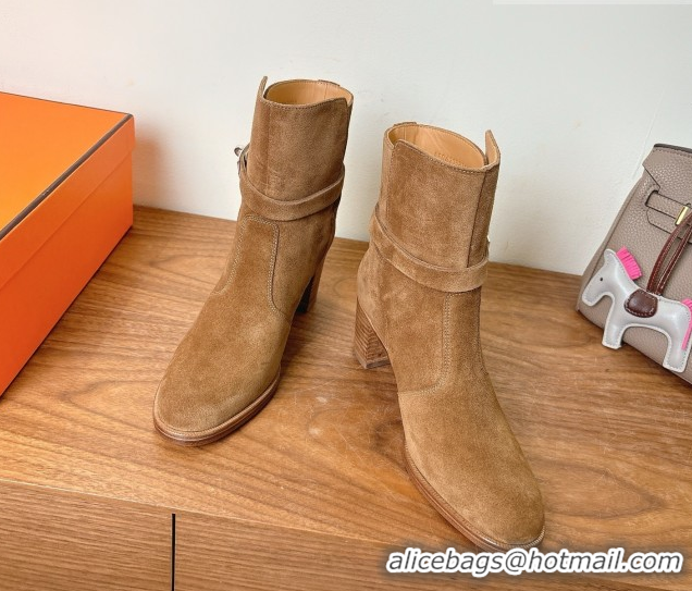 Luxury Discount Hermes Neo Heel Ankle Boots in Suede Taupe Brown 1222008 2026