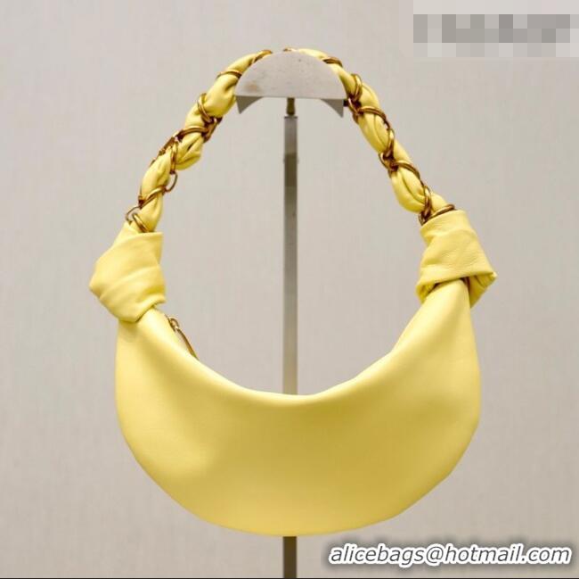 Well Crafted Saint Laurent Amalia Mini Hobo Bag in Calfskin Leather 862558 Lemon Yellow 2026