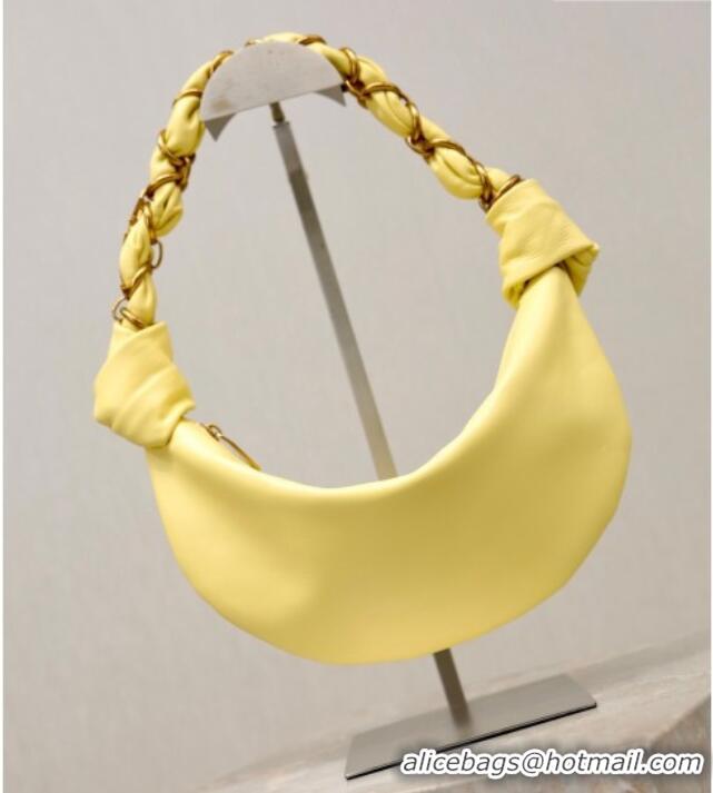 Well Crafted Saint Laurent Amalia Mini Hobo Bag in Calfskin Leather 862558 Lemon Yellow 2026