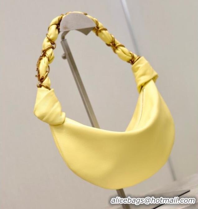 Well Crafted Saint Laurent Amalia Mini Hobo Bag in Calfskin Leather 862558 Lemon Yellow 2026