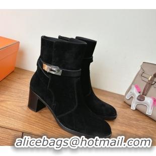 Luxury Hermes Neo Heel Ankle Boots in Suede Black 1222009 2026