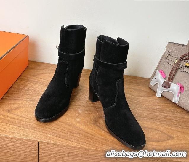 Luxury Hermes Neo Heel Ankle Boots in Suede Black 1222009 2026