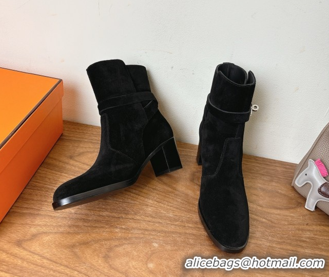 Luxury Hermes Neo Heel Ankle Boots in Suede Black 1222009 2026