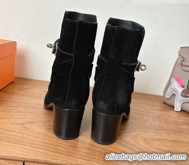 Luxury Hermes Neo Heel Ankle Boots in Suede Black 1222009 2026