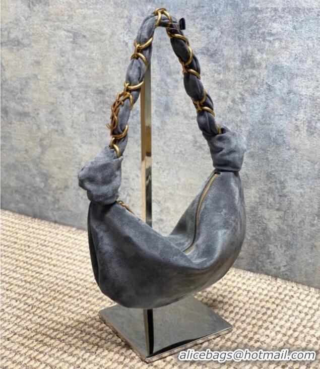 Traditional Specials Saint Laurent Amalia Mini Hobo Bag in Suede 862558 Grey 2026