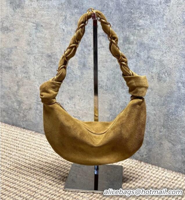 Top Grade Saint Laurent Amalia Mini Hobo Bag in Suede 862558 Golden Leaf Brown 2026