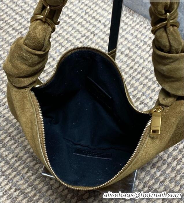 Top Grade Saint Laurent Amalia Mini Hobo Bag in Suede 862558 Golden Leaf Brown 2026