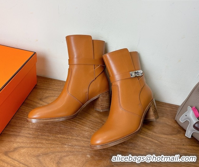 Cheap Price Hermes Neo Heel Ankle Boots in Calfskin Leather Brown 1222010 2026