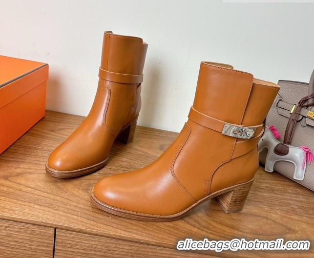 Cheap Price Hermes Neo Heel Ankle Boots in Calfskin Leather Brown 1222010 2026