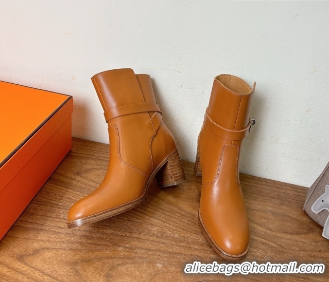 Cheap Price Hermes Neo Heel Ankle Boots in Calfskin Leather Brown 1222010 2026