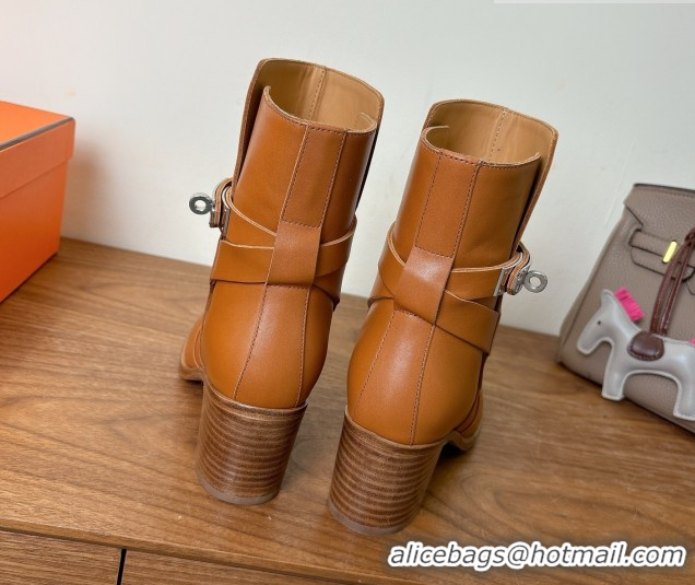 Cheap Price Hermes Neo Heel Ankle Boots in Calfskin Leather Brown 1222010 2026