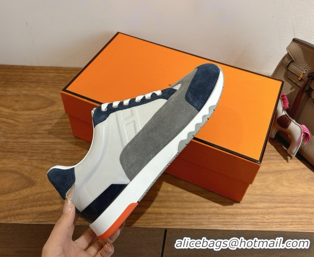 Buy Luxury Hermes Trail Sneakers in Calfskin and Suede White/Grey/Blue 1222011 2026