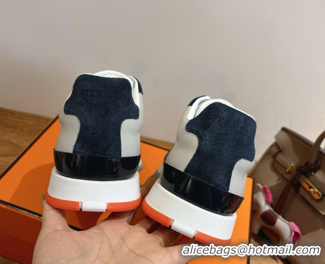 Buy Luxury Hermes Trail Sneakers in Calfskin and Suede White/Grey/Blue 1222011 2026