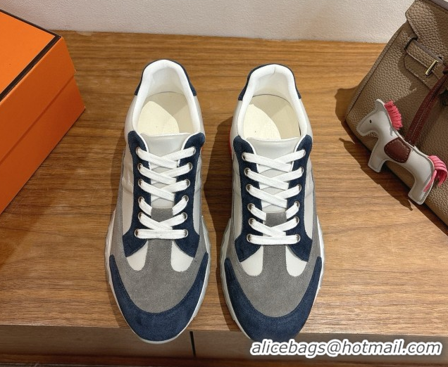 Buy Luxury Hermes Trail Sneakers in Calfskin and Suede White/Grey/Blue 1222011 2026