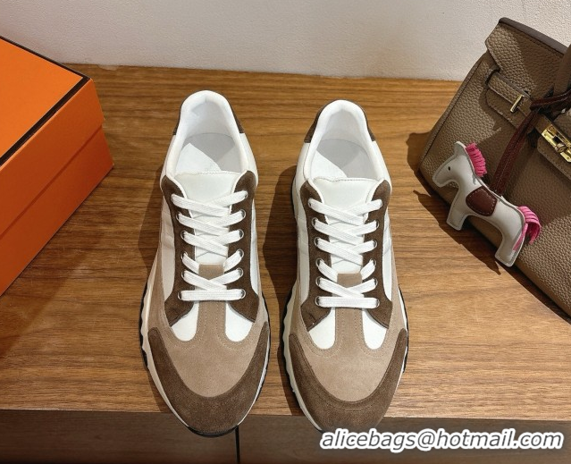 Low Price Hermes Trail Sneakers in Calfskin and Suede White/Beige/Brown 1222012 2026