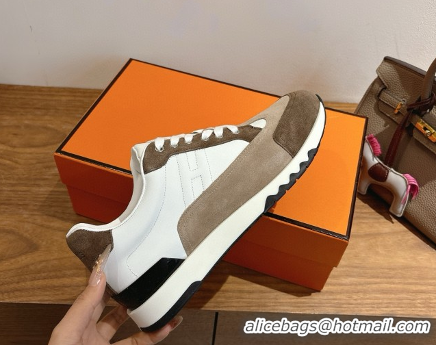 Low Price Hermes Trail Sneakers in Calfskin and Suede White/Beige/Brown 1222012 2026