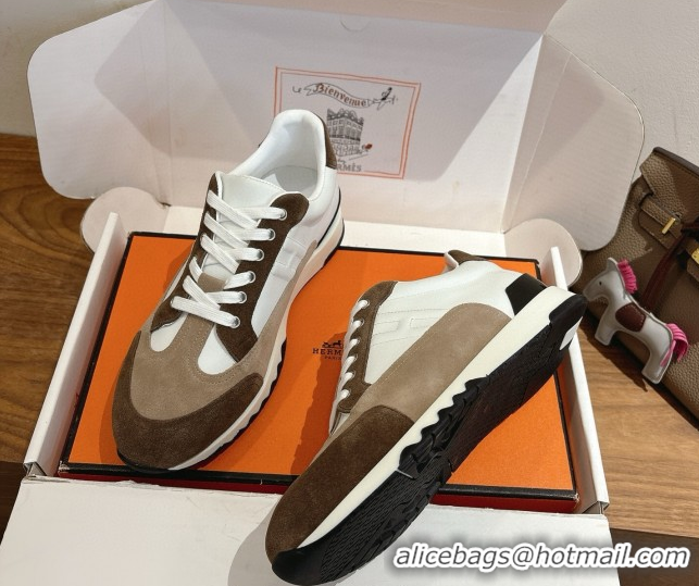 Low Price Hermes Trail Sneakers in Calfskin and Suede White/Beige/Brown 1222012 2026