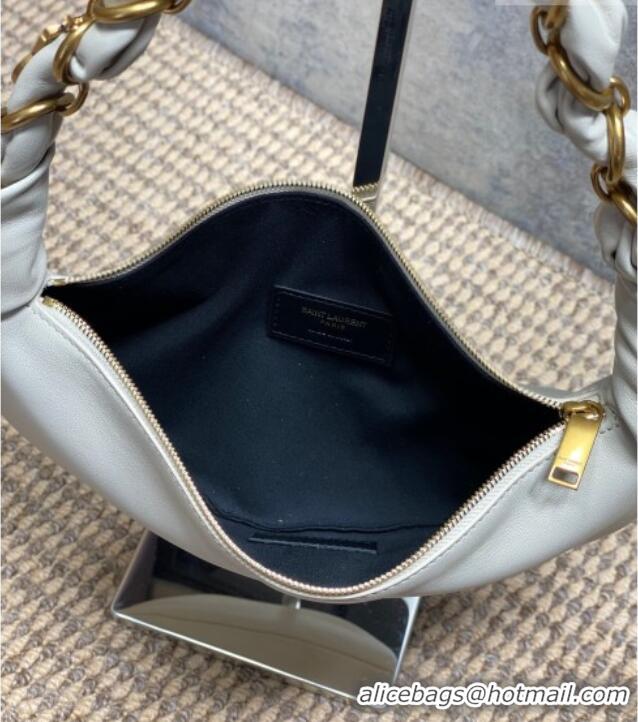 Luxury Cheap Saint Laurent Amalia Mini Hobo Bag in Calfskin Leather 862558 White 2026