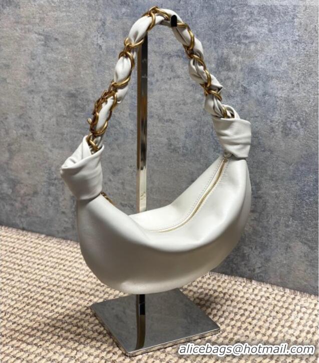 Luxury Cheap Saint Laurent Amalia Mini Hobo Bag in Calfskin Leather 862558 White 2026