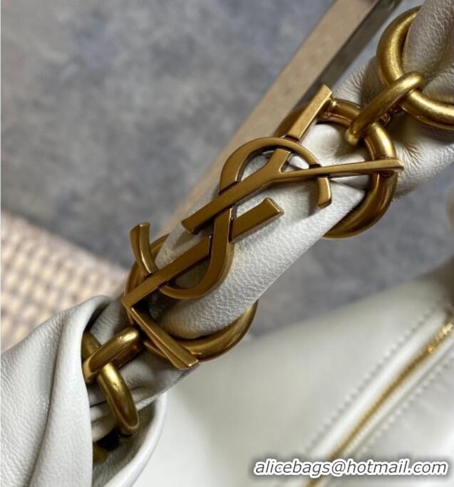 Luxury Cheap Saint Laurent Amalia Mini Hobo Bag in Calfskin Leather 862558 White 2026