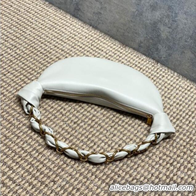 Luxury Cheap Saint Laurent Amalia Mini Hobo Bag in Calfskin Leather 862558 White 2026