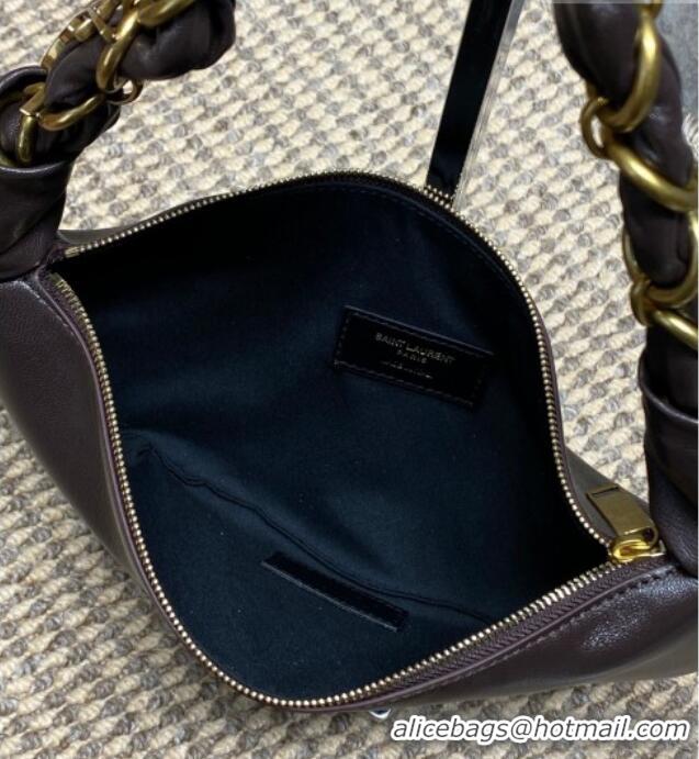 Grade Design Saint Laurent Amalia Mini Hobo Bag in Calfskin Leather 862558 Coffee Brown 2026