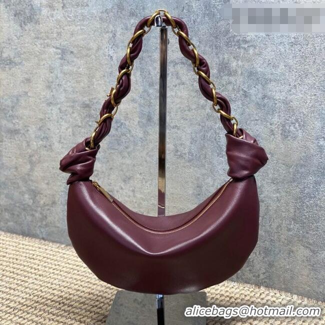Top Design Saint Laurent Amalia Mini Hobo Bag in Calfskin Leather 862558 Burgundy 2026