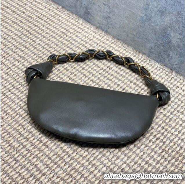 Best Price Saint Laurent Amalia Mini Hobo Bag in Calfskin Leather 862558 Musk Green 2026