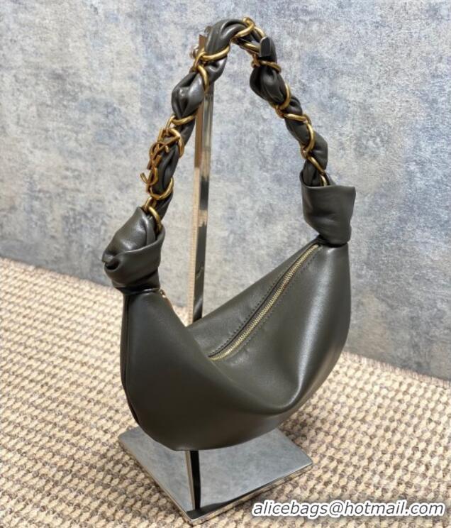 Best Price Saint Laurent Amalia Mini Hobo Bag in Calfskin Leather 862558 Musk Green 2026