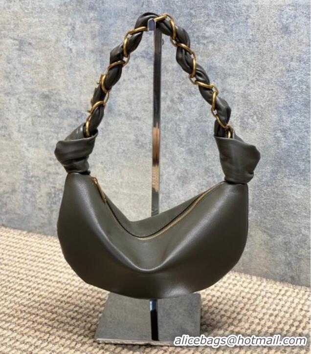 Best Price Saint Laurent Amalia Mini Hobo Bag in Calfskin Leather 862558 Musk Green 2026