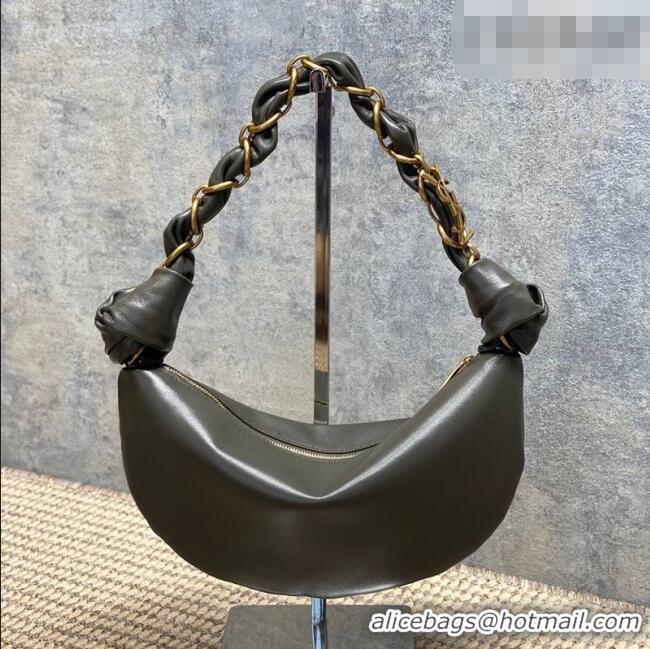 Best Price Saint Laurent Amalia Mini Hobo Bag in Calfskin Leather 862558 Musk Green 2026