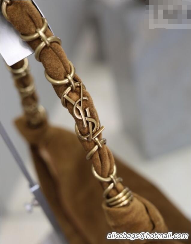 Super Quality Saint Laurent Amalia Hobo Bag in Suede 862210 Caramel Brown 2026