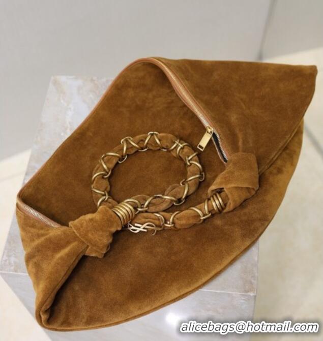 Super Quality Saint Laurent Amalia Hobo Bag in Suede 862210 Caramel Brown 2026