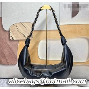 Best Grade Saint Laurent Amalia Hobo Bag in Shiny Leather 862210 Black 2026