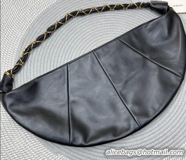 Best Grade Saint Laurent Amalia Hobo Bag in Shiny Leather 862210 Black 2026