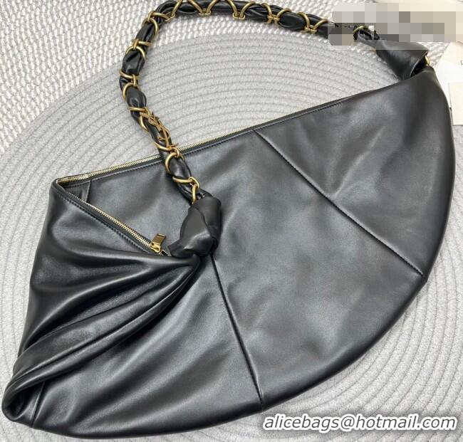 Best Grade Saint Laurent Amalia Hobo Bag in Shiny Leather 862210 Black 2026