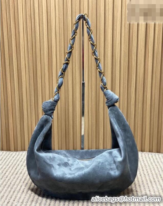Pretty Style Saint Laurent Amalia Hobo Bag in Suede 862210 Grey 2026