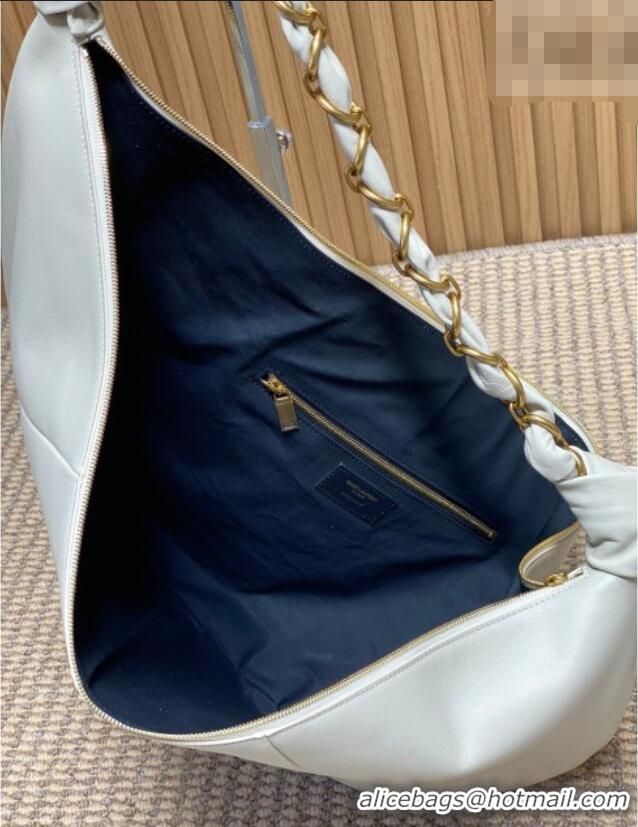 Well Crafted Saint Laurent Amalia Hobo Bag in Calfskin Leather 862210 White 2026