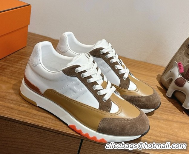 Low Cost Hermes Trail Sneakers in Calfskin and Suede White 1222014 2026