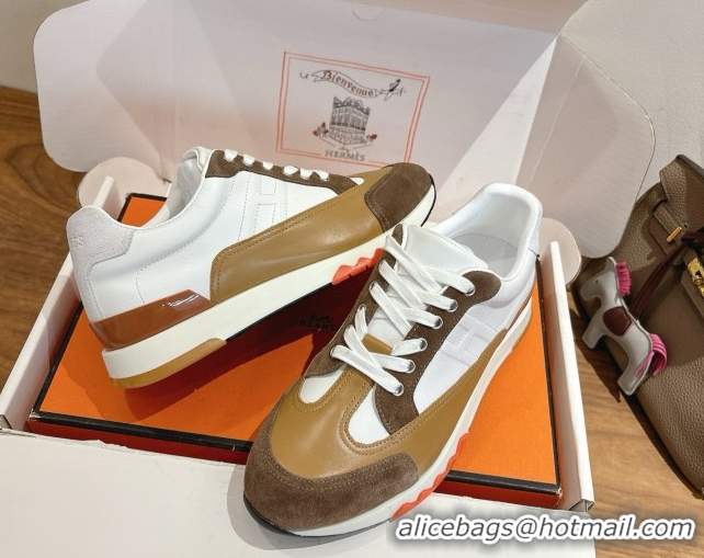 Low Cost Hermes Trail Sneakers in Calfskin and Suede White 1222014 2026