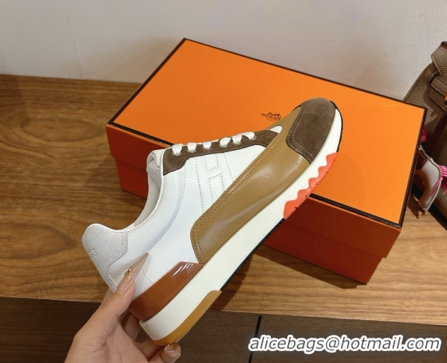 Low Cost Hermes Trail Sneakers in Calfskin and Suede White 1222014 2026